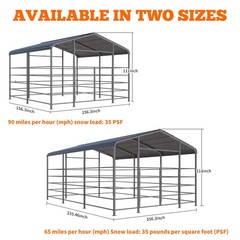 Free ship 13x13ft Galvanized Metal Livestock Shelter Heavy-Duty Cattle Shed US