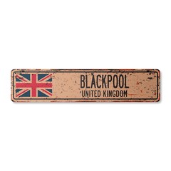 BLACKPOOL UNITED KINGDOM Vintage Street Sign British Britons Brits flag city