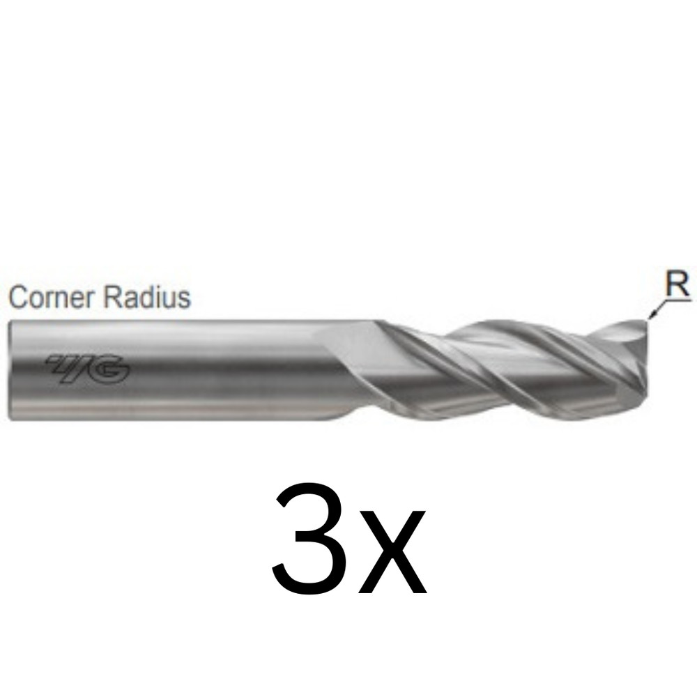 E5G97909 1/4″DIA(.010RAD)x5/8″LOC ALU-POWER HPC 3FL ENDMILL 37° UNCOATED (3Pc)