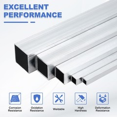30mm x 30mm x 2mm Wall Thickness 305mm/12″ Long 6063 Square Aluminum Tube