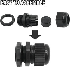 10PCS 1″ (17-25Mm) NPT Nylon Cable Gland, IP68 Waterproof Adjustable Cable Cable