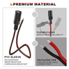 (Real 18AWG 5Pcs DC Barrel Connectors – 5.5X2.1Mm DC Plug Female Pigtail Connect