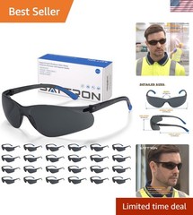 Lightweight Dark Lens Safety Glasses – 24 Pack Universal Fit for Men & Women