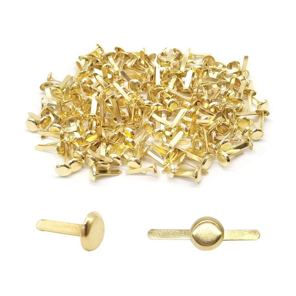 Quacc 200pcs Gold Split Pins Round Scrapbooking Brads Split Pins Paper Fasten…