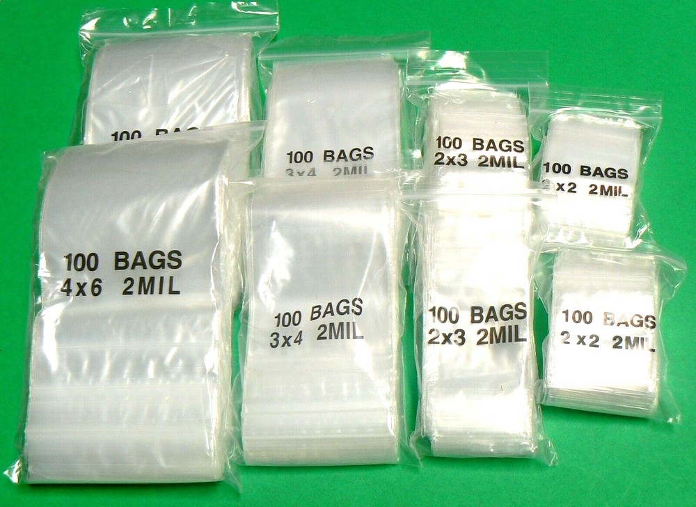 800 Zip Seal Lock Bags 2mil Clear Baggies – 4 Sizes – 2×2 2×3 3×4 4×6 – 200 Each