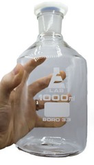 1000mL (33.8oz) Glass Reagent Bottle with Acid Proof Polypropylene Stopper,