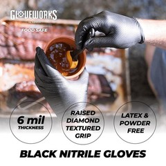 GLOVEWORKS HD Black Nitrile Industrial Disposable Gloves, 6 Mil, Latex-Free,M