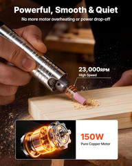 Flex Shaft Grinder, 150W 23000RPM Electric Flex Shaft Rotary Tool, Foot-Pedal Co