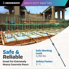 Sandbaggy 8″ x 4 ¾” Heavy Duty Snap Ties For Concrete Forms (3,350 lb SWL)