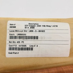 Lucas Milhaupt 332369 ETP Copper CDA 110 Ring 1.4210ID X .0400 Braze Fill 425pcs