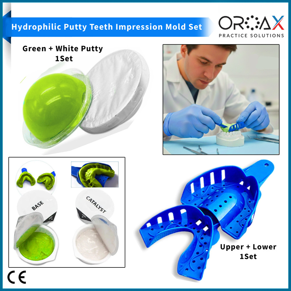 Dental Impression Kit – Hydrophilic Firmer Putty & Trays – Teeth Retainer Mold