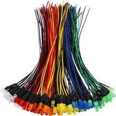 120pcs 12 Volt LED Diode Lights 5mm Pre Wired Kit White Red Blue Green Yellow