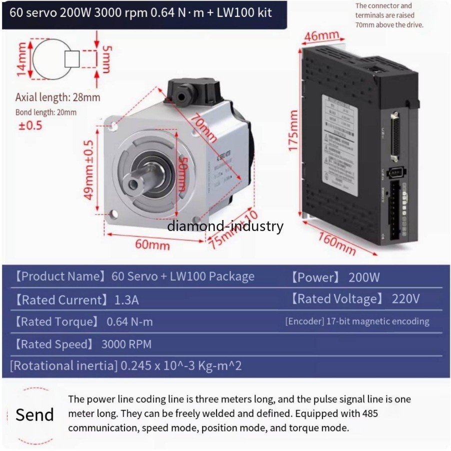 60mm/80mm Flange Servo Motor Kit Magnetic Encoding Servo Motor and Driver