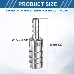 1/2″ to 1/4″ Hose Barb Reducer Pipe Fitting 304 Stainless Steel Adapter 2pcs
