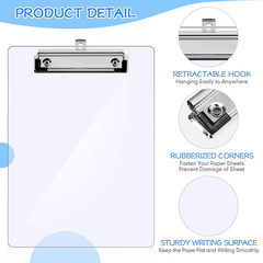 Mini Clipboard 20 Pack Clear Plastic Low Profile 4×6 Inch Small Notepad Writing