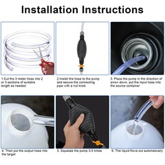 9.8Ft Siphon Hose Multifunction Pump Oil Water Fuel Gasoline Transfer Hand Pump