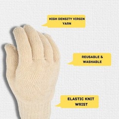 Women’s Small Size – Cotton Blended String Knit Gloves – Tan – 12 Pairs