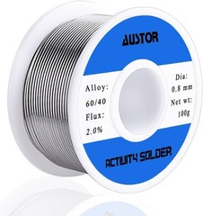 AUSTOR 60-40 Tin Lead Rosin Core Solder Wire for Electrical Soldering (100G, 0.8