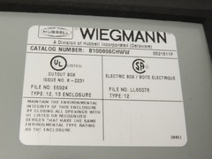 Wiegmann B100806CHWW 10 x 8 x 6″ Type 12 Electrical Enclosure J-Box Extras