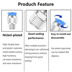 1/4″ NPT Push to Connect Air Fittings 6Mm Tube Od Pneumatic Push in Connectors