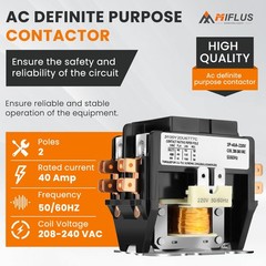 2 Pole 40 Amp Definite Purpose Contactor 220V Coil for AC HVAC Heat Pump