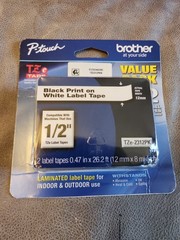 Brother Laminated Label Tape 1/2″ TZe-2312PK NEW