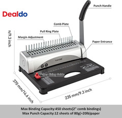 Binding Machine, 21-Holes, 450 Sheets, Comb Binding Machines with Starter Kit 10