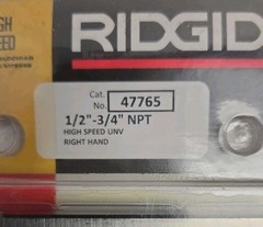 RIDGID 47765 Threading Machine Dies, Right-Handed Alloy NPT Pipe Die 1/2″-3/4″