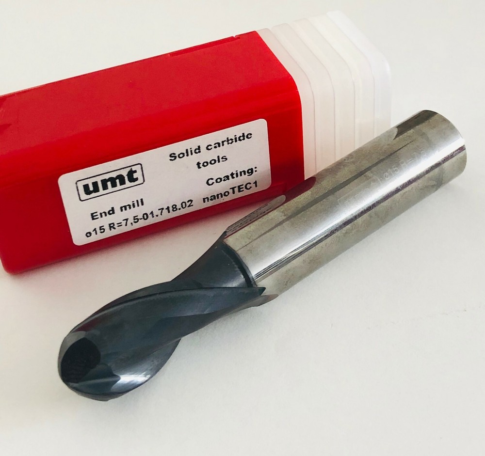 CARBIDE BALL NOSE END MILL ф15 R7,5 Z=2 HRC50 UMT MADE IN BULGARIA NEW 1 pcs.