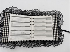 Vintage 1990s Black White Gingham Lace Address Book Cameo Victorian Gothic NOS