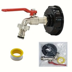 IBC Tote Faucet Adapter-Ball Valve & Garden Hose Connector for Liquid Dispensing