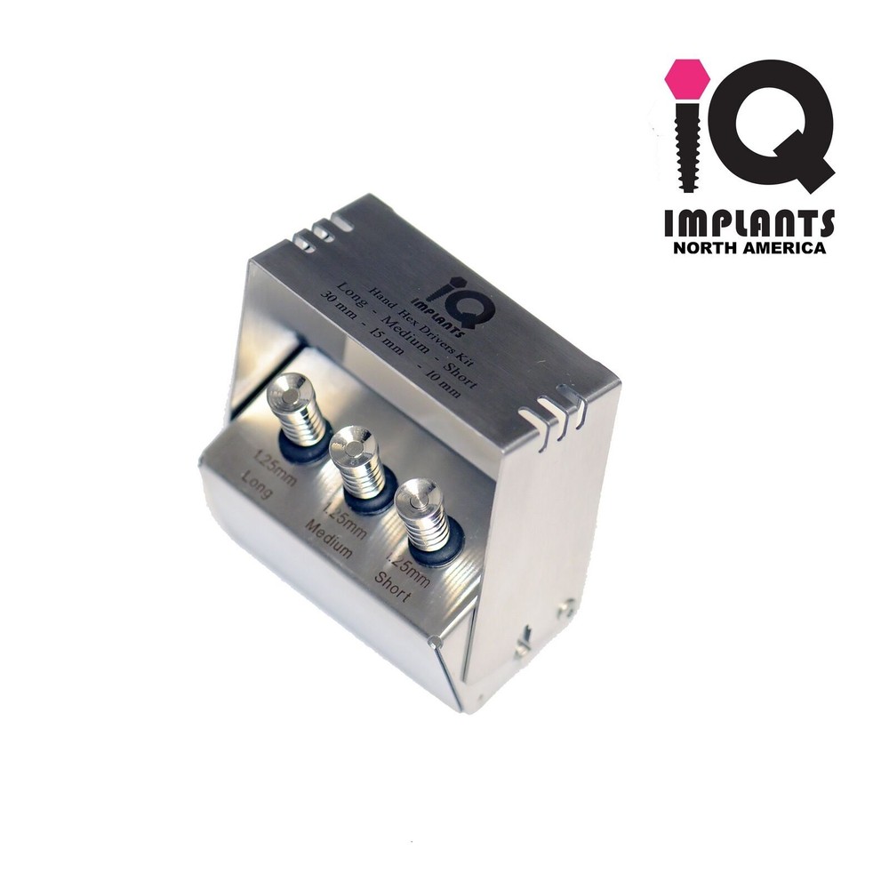 IQ Implants™ USA Hand Hex Drivers 1.25mm (0.05″), 4pcs Kit with Carrier Box