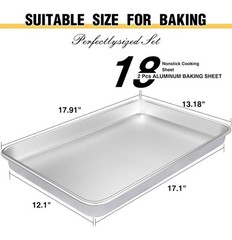 Commercial Quality Baking Sheet Pan Set, Natural Aluminum 18x13in,
