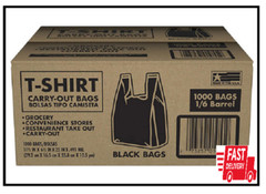 Member’s Mark Black T-Shirt Carryout Bags (1,000 ct.), Size 11.5″ x 6.5″ x 22″