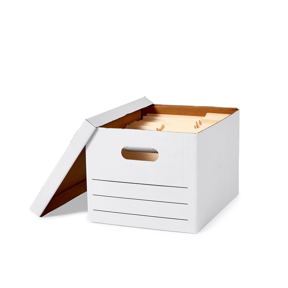Storage Filing Boxes Collapsible Cardboard HeavyDuty Lift Off Lid 20 Pack