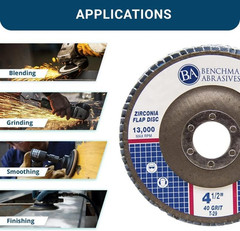 Benchmark Abrasives 4.5″ x 7/8″ Premium Zirconia T29 Angled Flap Discs 4 1/2 for