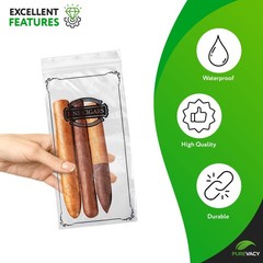 PUREVACY Poly Zipper Cigar Bag, 4 x 8 Inches. Pack of 100 Clear Plastic Bags for