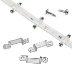 100 Pack Strip Light Mounting Brackets, Double Side Fixing, 202 Screws Includ…