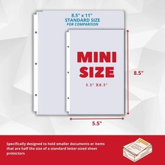 Heavyweight Clear Mini Sheet Protectors Holds 5.5 x 8.5 Inch Sheets, (50 Pack)
