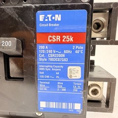 NEW Eaton CSR2200N Circuit Breaker 200A, 2-Pole, CSR 25k