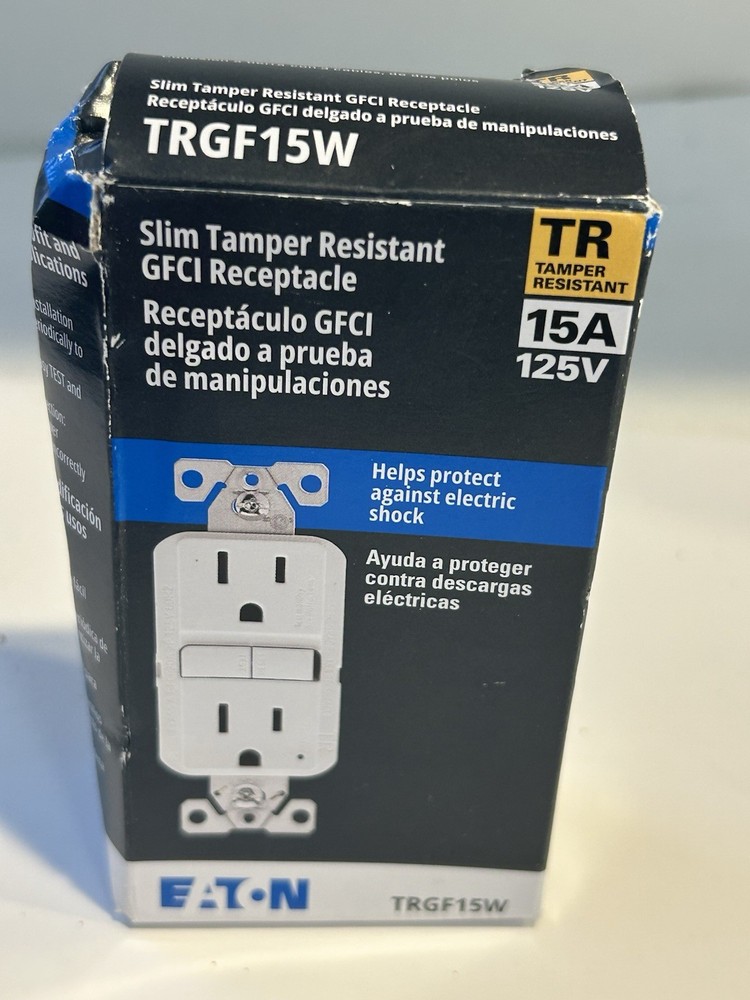 NEW Eaton Tamper Resistant TRGF15W White 15A 125V GFCI Receptacles Outlets NIB