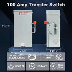 100A Manual Transfer Switch for Generator, 24000W General-Duty Double-Throw