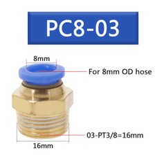 10 Male Straight Connector Tube OD 5/16″ (8mm) X NPT 3/8 PU Air Push In Fitting^