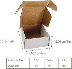4X4X2 Shipping Boxes Set of 100, White Small Corrugated Cardboard Box, Mailer Bo