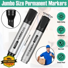 Fuutreo Jumbo Permanent Markers Thick Black 16 Pcs