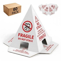 60-Pack Water-Resistant Do Not Stack Pallet Cones | Cardboard Shipping Alert Sig