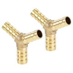 2Pcs Reducing Barb Hose Fitting Y Shape Pipe Connector Brass 1/2″ x 3/8″ x 3/8″
