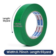 Green Masking Tape 6 Rolls Clean Removal Ideal for Painting Automotive and DIY