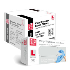 Basic Medical Synmax Vinyl Exam Gloves – Latex-Free & Powder-Free – Large, Bmpf-