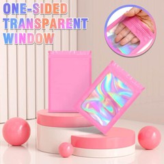 100-400 Pcs Smell Proof Mylar Holographic Bags Packaging Bags, Clear Resealable